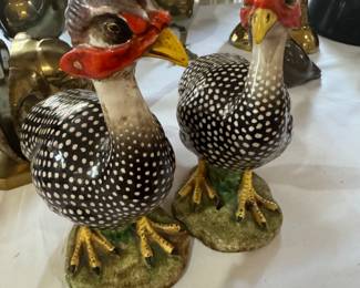 RARE Ugo Zaccagnini Guinea Fowl / Pair