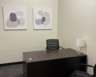 30x60 espresso desk and task chairs available 