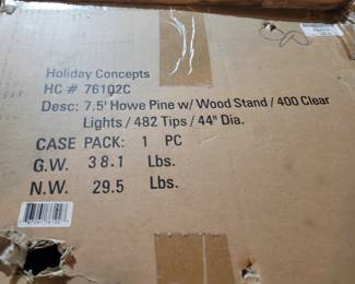 $35 - 7.5' HOWE PINE W/WOOD STAND AND 400 LIGHTS CHRISTMAS TREE