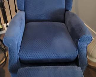 $75-  BLUE WING BACK RECLINER CHAIR