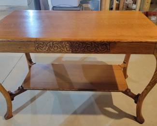 $75 ANTIQUE LIBRARY DESK WITH DRAWER TIGER OAK