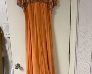 vintage, beaded, chiffon dress