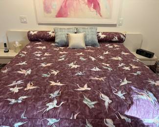 king bed with built-in side tables.  Mattress and box springs are not available for sale.