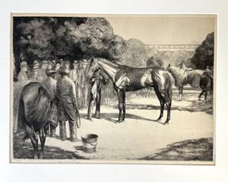 Clarence William Anderson (America, 1891–1971), 1948 Horse Racing Equestrian, Signed Etching