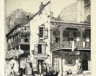 John McGrath (American, 1885-1942), Antique Shop, New Orleans, Signed Etching