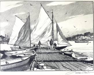Gordon Hope Grant (American, 1875-1962), Boats To Let, Signed Lithograph