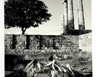 Art Zilio (American 1946-), Moon Over Apollo Temple Nude - Rhodes Greece Silver Gelatin Print