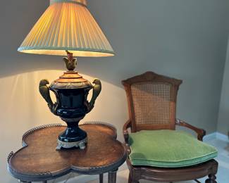 Beautiful bird lamp , antique furniture