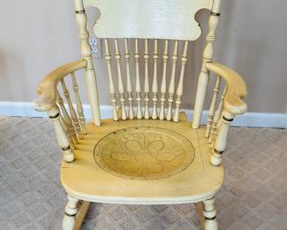 Yellow wood vintage rocking chair