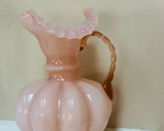 Fenton pink melon pitcher/vase
