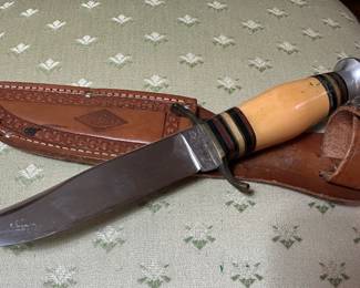 Vintage kinfolks knife , militaria, Bowie style , 1940's