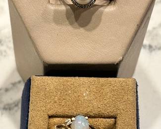 14k pearl diamond ring (top)
14k opal ring (bottom)