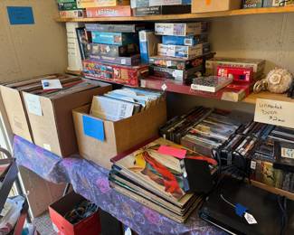 Records, puzzles, DVDS