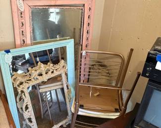 Mirrors, folding chairs,
