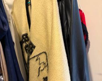 Wilson leather coat, shawl