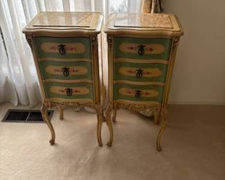 French Provincial 3 drawer night stands 