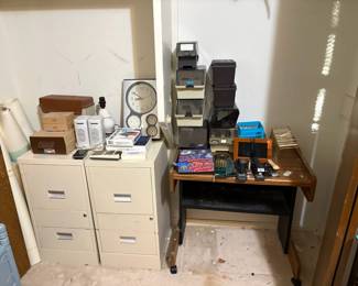 file cabinets, office table, office supplies