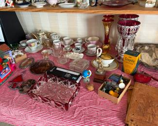 teacups, cut glass, collectibles