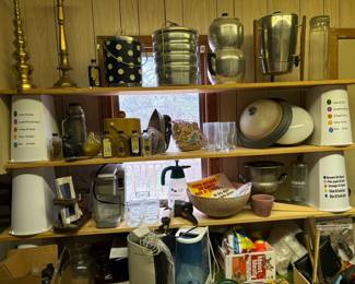 candle holders, coffee puts, small appliances, 
