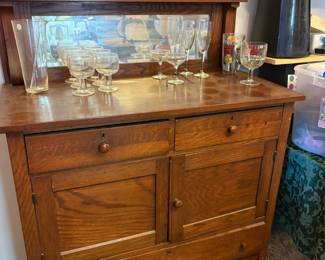 buffet/sideboard, wine glasses, beer glasses