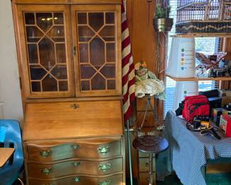 drop leaf vintage secretary desk, Horseman doll