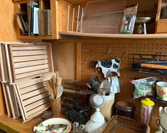 wood tray baskets, wood utensils,