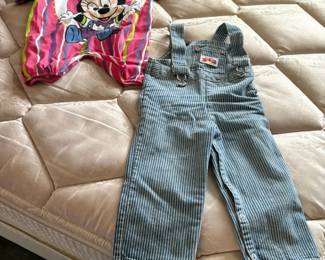 vintage striped children overalls, Minnie jumpsuit