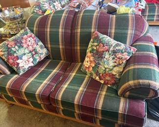 plaid love seat--