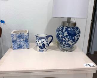 Side table, decor, lamp