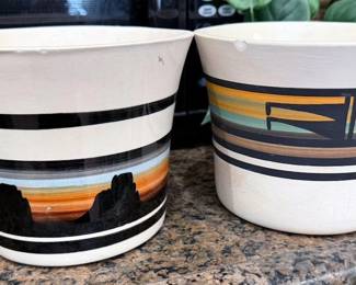 Southwest pottery: Navajo (Dine) + Ute Cedar Mesa, Isleta, Acoma horsehair pots + bear fetishes