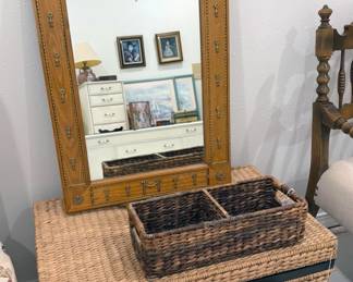 Wicker chest, mirror