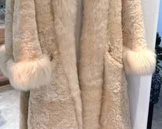 Vintage New Zealand sheep skin full-length coat
