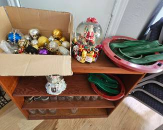 Vintage Lenox snow globe, Vintage Radko music snow globe, christmas tree stands, christmas ornaments