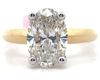 3 Carat Oval Diamond Solitaire Ring in 14k Yellow Gold