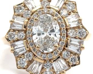 Lavish 2.60 Carat Diamond Flower Ring in 14k Yellow Gold