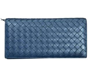 Bottega Veneta Intrecciato Blue Leather Continental Wallet
