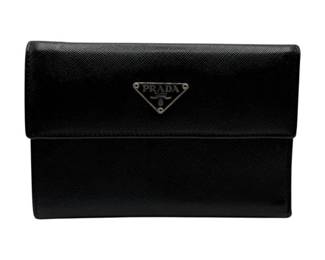 Prada Black Saffiano Leather Continental Wallet