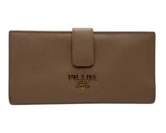 Prada Saffiano Leather Continental Wallet in Taupe 