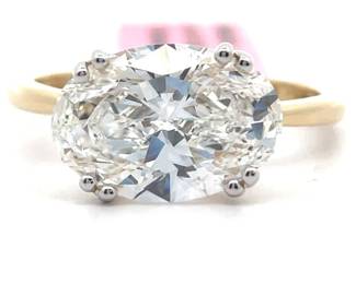 5 Carat Diamond Oval East-West Solitaire Ring in 14k Yellow Gold