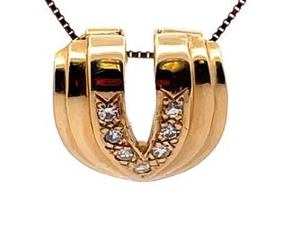 Scalloped Wave Pavé Natural Diamond Slide Pendant in 14k Yellow Gold