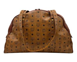MCM Vintage Visetos Cognac Weekender Bag