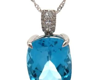 26 Carat Blue Topaz Drop Pendant Necklace