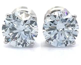 NEW! 2.25 Carat Diamond Round Solitaire Stud Earrings in 14k White Gold