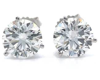 4.10 Carat Diamond Round Solitaire 4-Prong Martini Stud Earrings in 14k White Gold