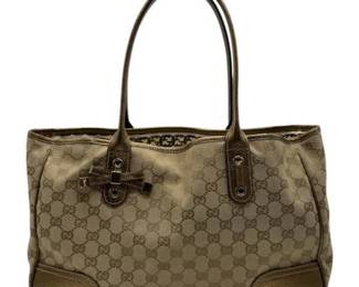 Gucci GG Canvas & Leather Trim Tote Bag