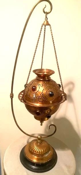 Antique Copper Vigil Lamp Censor Burner                                       Nepal / Tibet