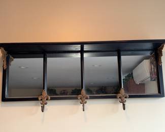 Fleur De Lis Repurposed Shelf /4 panel mirror with dish groove on top 