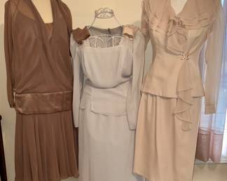 Sophisticated Style ~ Bronze drop waist dress ~ Gray two piece shirt & maxi skirt Peach/lite pink 2 piece shirt & skirt. All 3 have built in slips