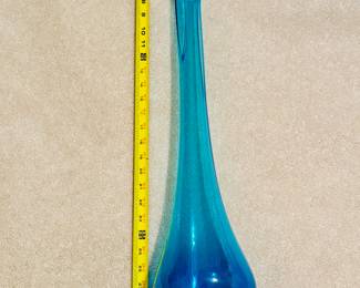 Amazing  31 1/2 inch tall Swung  Peacock Blue                 Mid Century Vase