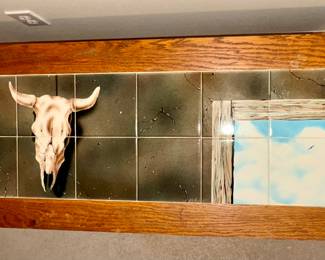 Artisan Crafted South Western Tiles Framed in an oak coffee table